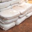 earthbag bench made from woven polypropylene bags