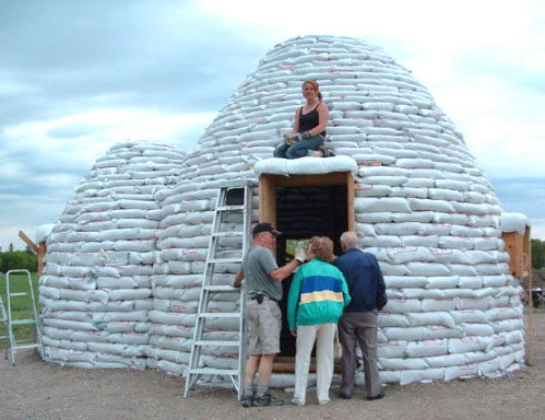 Completed Earthbag House Made from Woven Polypropylene Bags